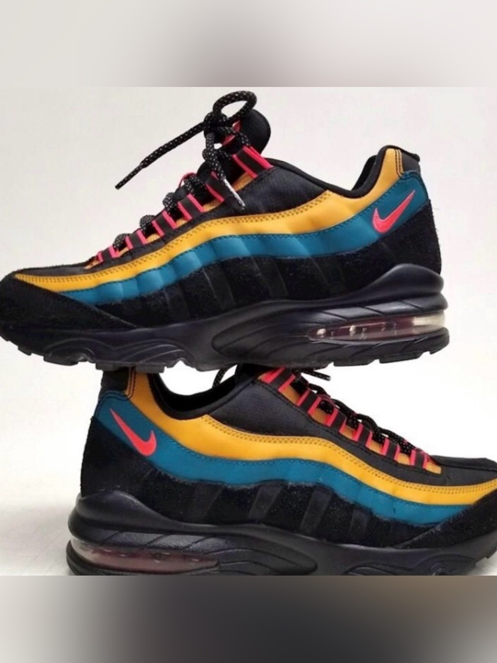 Nike Air Max 95 SE GS Black Bright Spruce Pollen Rise Laser Crimson | Size 7Y /